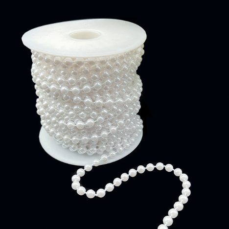 6-14mm Artificial Pearl Bead Garland Strand, Continuous Plastic Pearl String for Wedding Party Decor, DIY Craft, Wreath & Bouquet Embellishment