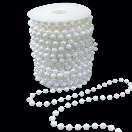 6-14mm Artificial Pearl Bead Garland Strand, Continuous Plastic Pearl String for Wedding Party Decor, DIY Craft, Wreath & Bouquet Embellishment