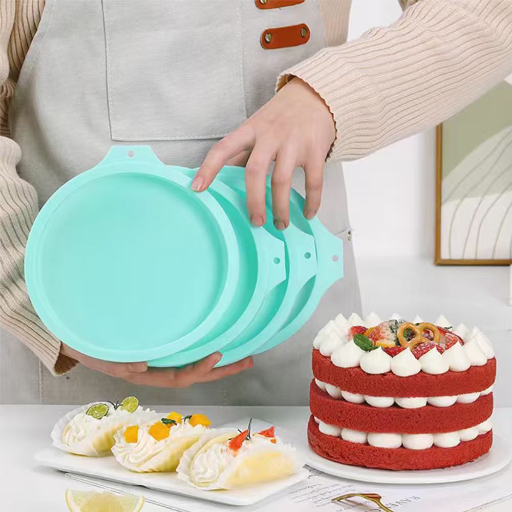 Round Silicone Cake Pan Non-Stick Food Grade Chiffon Mousse Layer Cake Baking Mold for Oven, Available in 4/6/8 Inch Sizes
