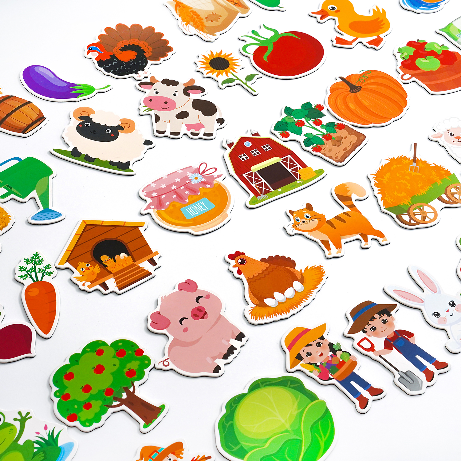 Farm Theme Soft Magnet Set | Vegetables Fruits & Farm Animals Fridge Magnets, Educational Magnetic Toys for Kids & Refrigerator Decor