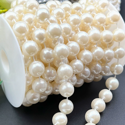 6-14mm Artificial Pearl Bead Garland Strand, Continuous Plastic Pearl String for Wedding Party Decor, DIY Craft, Wreath & Bouquet Embellishment