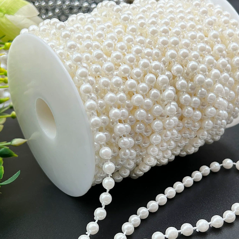 6-14mm Artificial Pearl Bead Garland Strand, Continuous Plastic Pearl String for Wedding Party Decor, DIY Craft, Wreath & Bouquet Embellishment