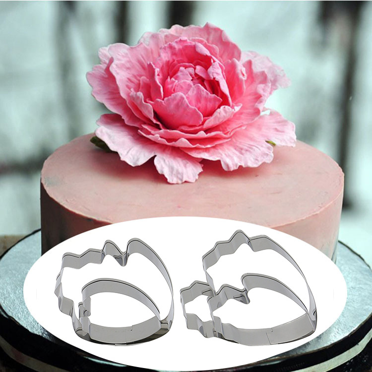 Professional Peony Cutter & Veiner Set | Stainless Steel Cookie Cutter with Silicone Veining Mold | Fondant Gumpaste Flower Making Tool
