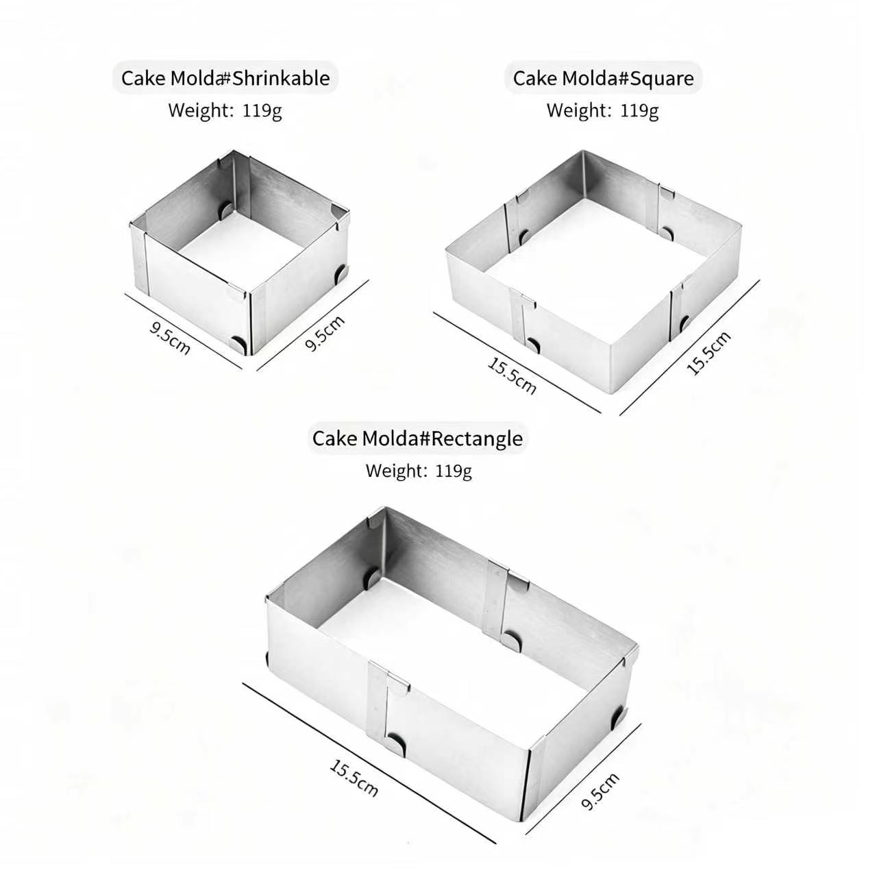Adjustable Stainless Steel Cake Ring, Square & Round Mousse Mold for Baking, Expandable 6-12 Inch