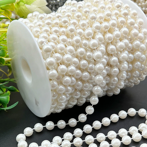 6-14mm Artificial Pearl Bead Garland Strand, Continuous Plastic Pearl String for Wedding Party Decor, DIY Craft, Wreath & Bouquet Embellishment