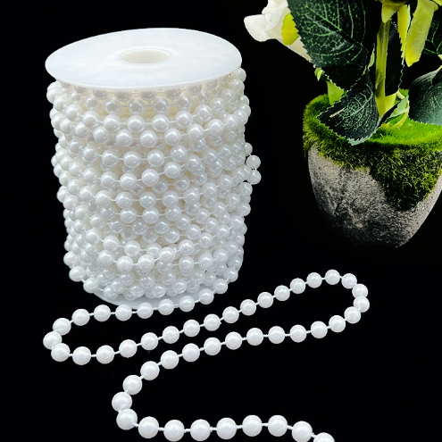 6-14mm Artificial Pearl Bead Garland Strand, Continuous Plastic Pearl String for Wedding Party Decor, DIY Craft, Wreath & Bouquet Embellishment