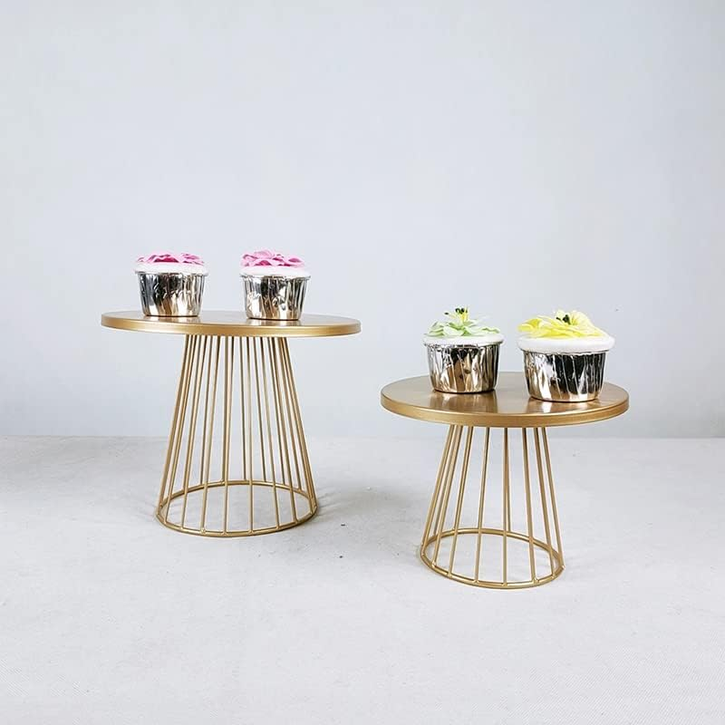 2-Piece Gold Tiered Cake Stand Set - Elegant Wedding & Birthday Dessert Display for Cakes and Cupcakes