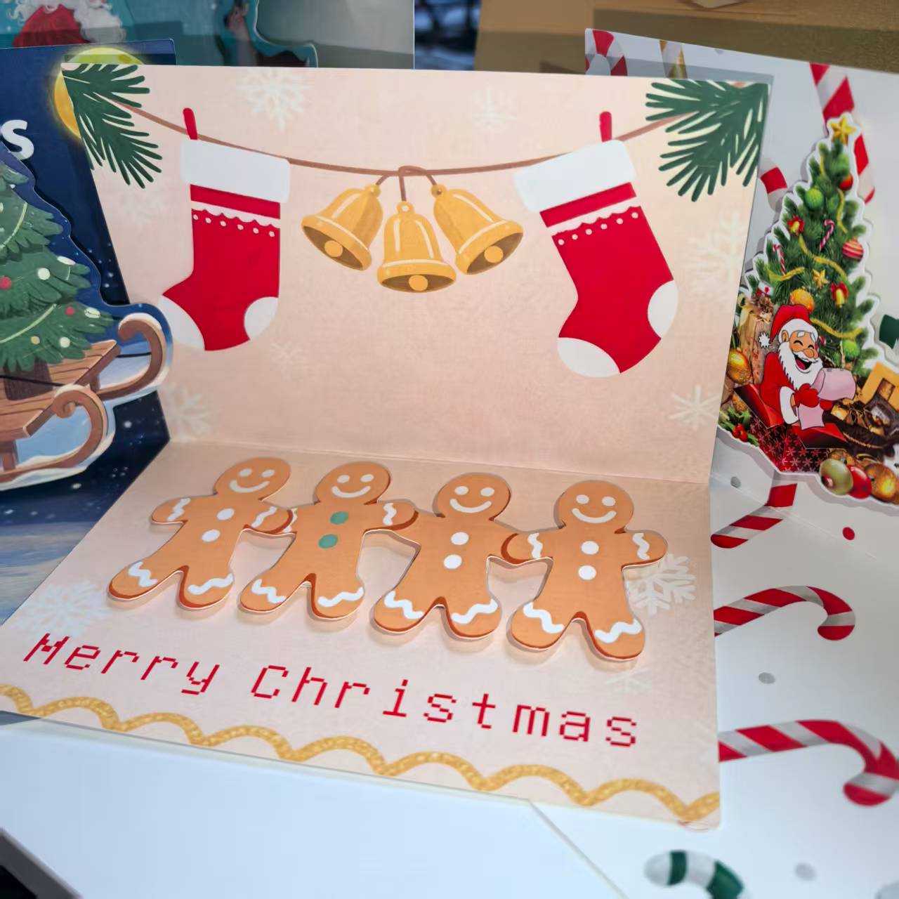 3D Pop-Up Christmas Greeting Card with Tree Design, Bulk Customizable for Corporate Gifts, Thanksgiving