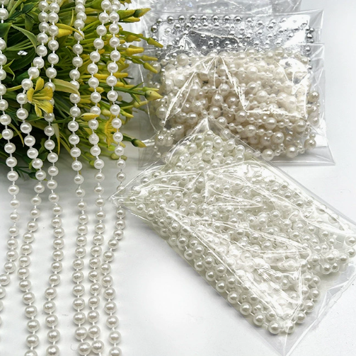 6-14mm Artificial Pearl Bead Garland Strand, Continuous Plastic Pearl String for Wedding Party Decor, DIY Craft, Wreath & Bouquet Embellishment