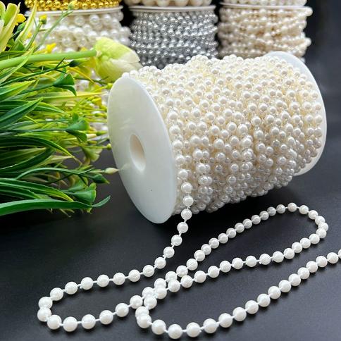 6-14mm Artificial Pearl Bead Garland Strand, Continuous Plastic Pearl String for Wedding Party Decor, DIY Craft, Wreath & Bouquet Embellishment