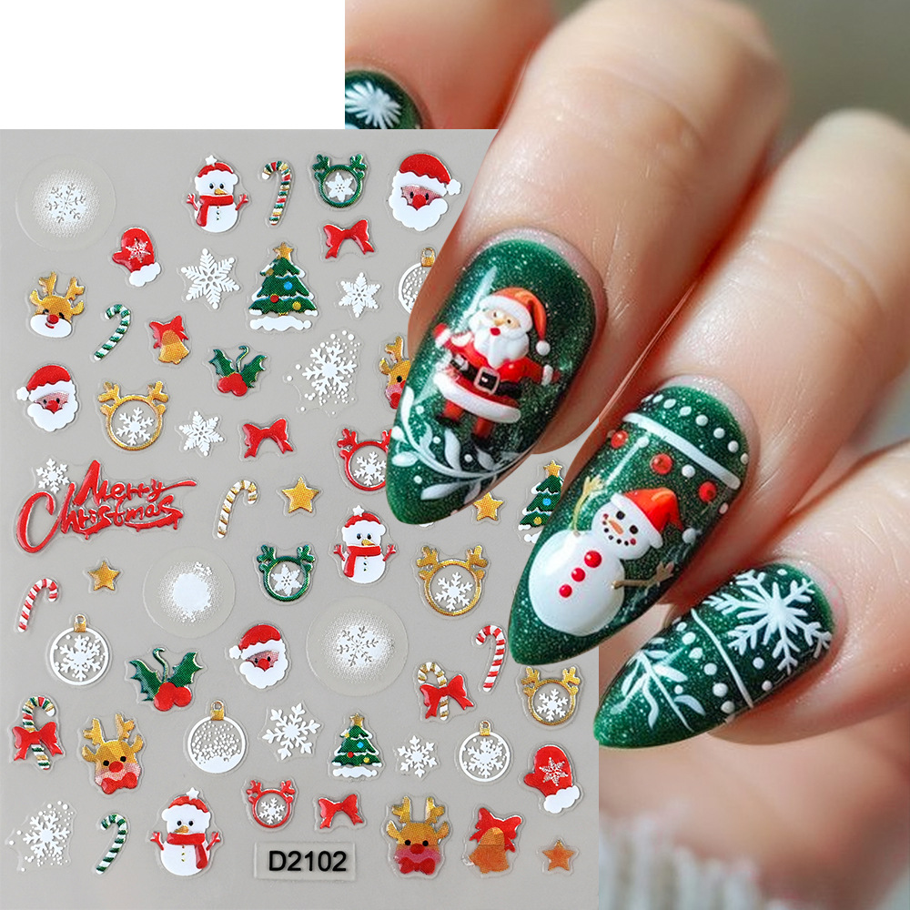 Festive Nail Sticker Set | Thin Reindeer & Snowflake Designs with Waterproof Backing, Christmas Theme Nail Art Decoration Kit