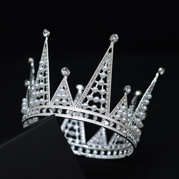 Princess Rhinestone Crown - Round Heart Design, Dual Use for Kids' Birthday Cake Decoration & Stage Performance Accessories