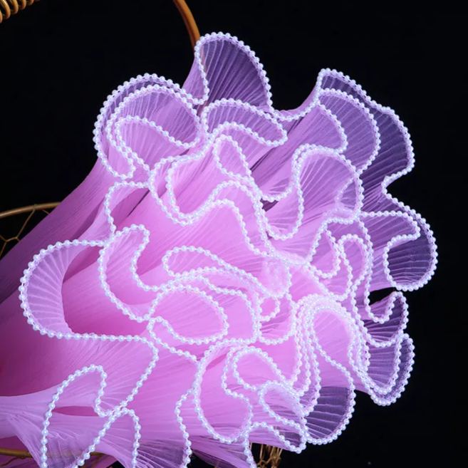 28cm Pleated Tulle Flower Wrapping Paper Pearl Wave Mesh for Bouquet & Floral Gifts