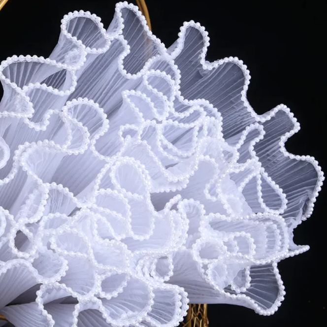 28cm Pleated Tulle Flower Wrapping Paper Pearl Wave Mesh for Bouquet & Floral Gifts