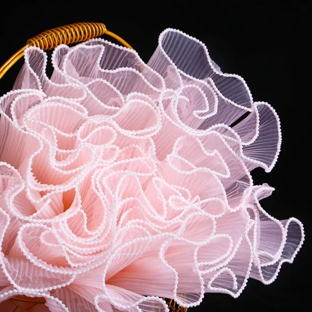 28cm Pleated Tulle Flower Wrapping Paper Pearl Wave Mesh for Bouquet & Floral Gifts