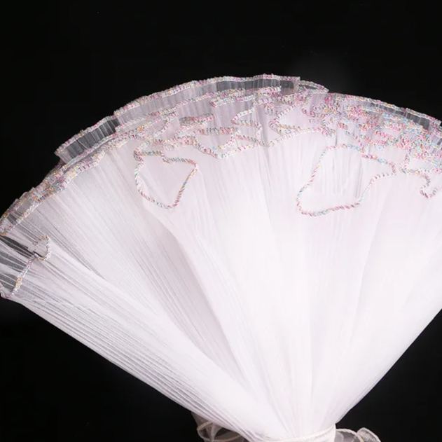 28cm Pleated Tulle Flower Wrapping Paper Pearl Wave Mesh for Bouquet & Floral Gifts