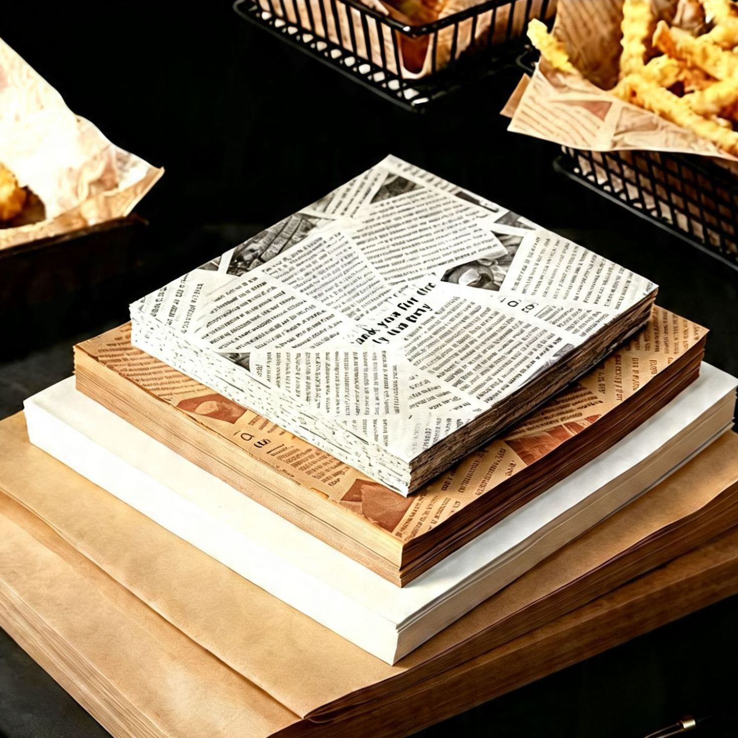 Food Grade Greaseproof Paper Sandwich Wrapping Paper Hamburger Chicken Roll Laminated Paper Tray Liner Baking Paper