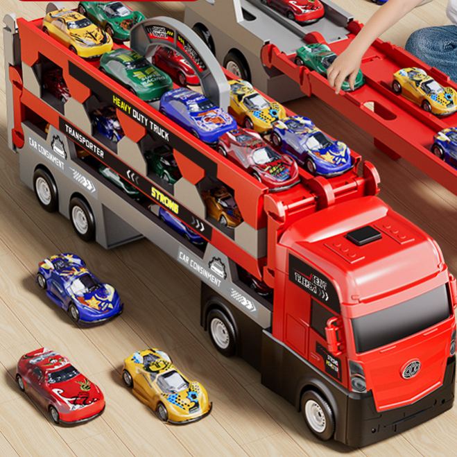 Transforming Launch Truck Carrier Toy Foldable Storage Alloy Die-cast Cars for Kids 3-6