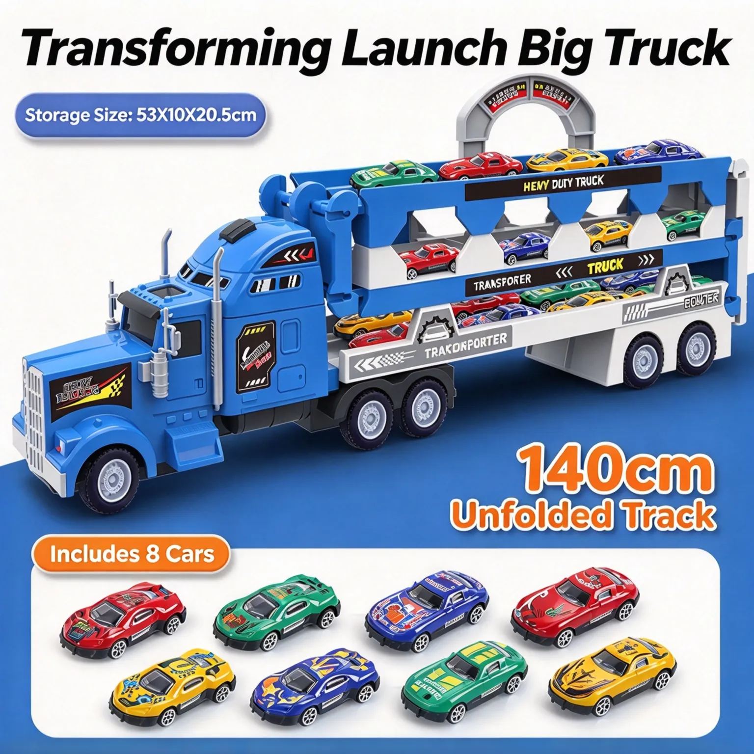 Transforming Launch Truck Carrier Toy Foldable Storage Alloy Die-cast Cars for Kids 3-6