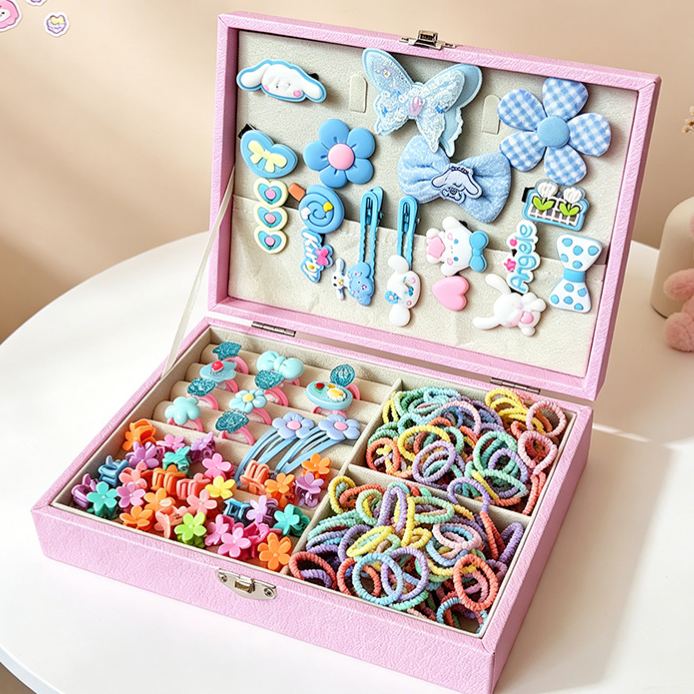 Kids Hair Accessories Gift Set Clips Ties Headbands Princess Jewelry Box for Girls Birthday