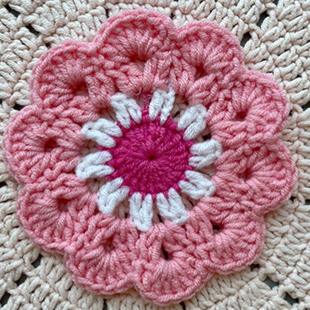 Handmade Crochet Flower Coaster Rose Lily Tulip Cup Pad Table Decor