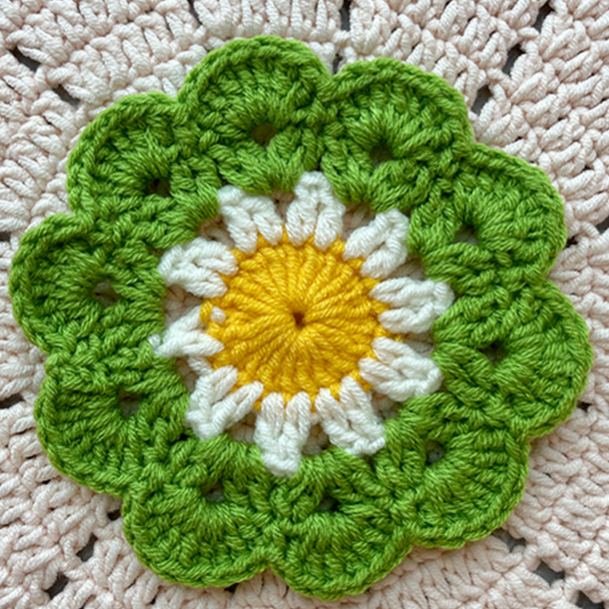 Handmade Crochet Flower Coaster Rose Lily Tulip Cup Pad Table Decor