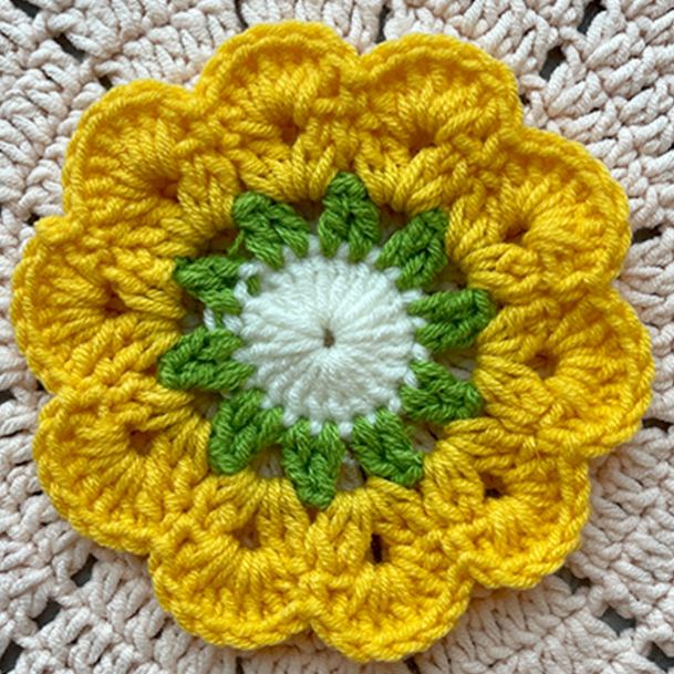 Handmade Crochet Flower Coaster Rose Lily Tulip Cup Pad Table Decor