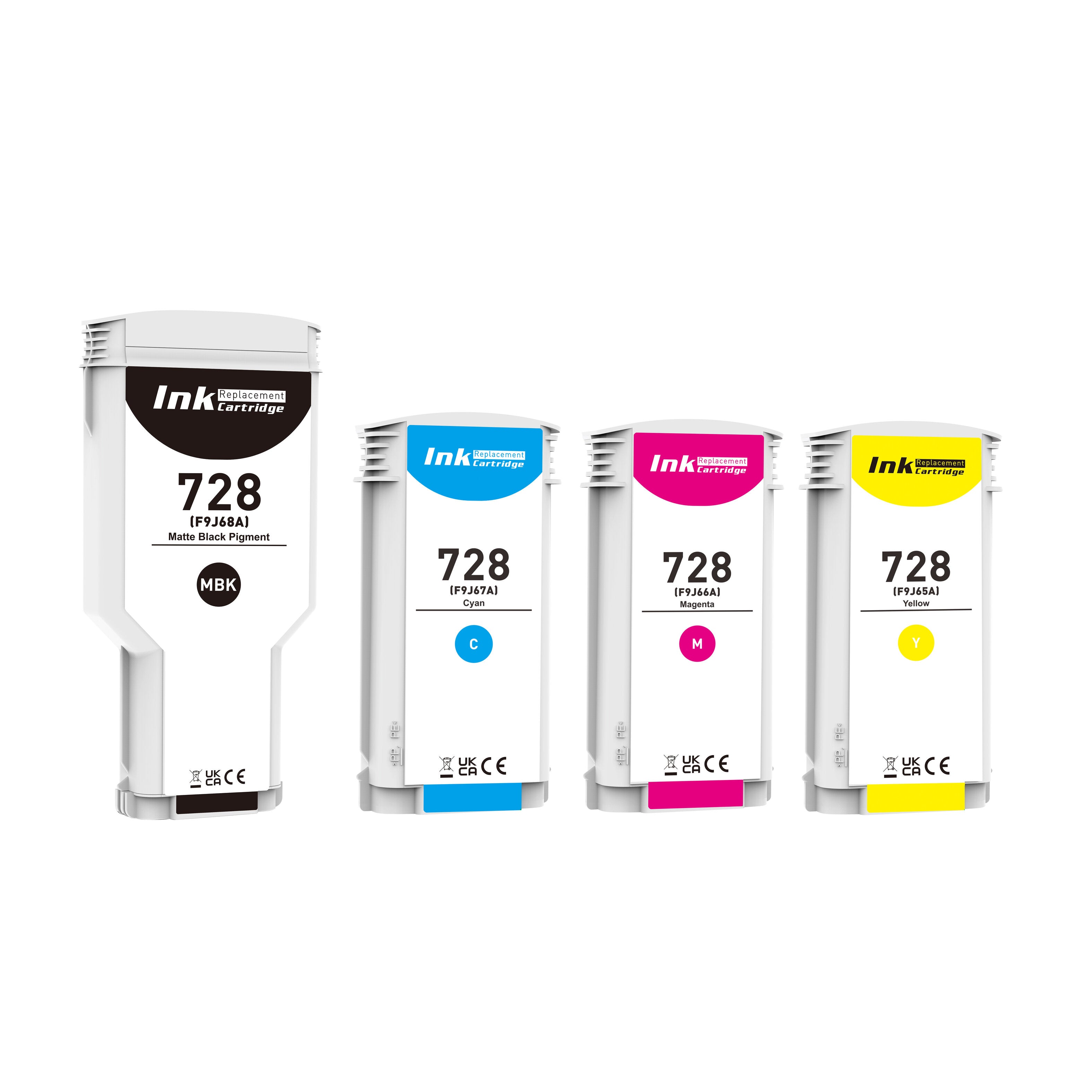 728 Ink Cartridge Compatible with 728 F9J68A F9J67A F9J66A F9J65A Ink Replacement for HP DesignJet T830 MFP & T730 Large Format Plotter Printer(4-Pack, 300ml Matte Black / 130ml Cyan/Magenta/Yellow)