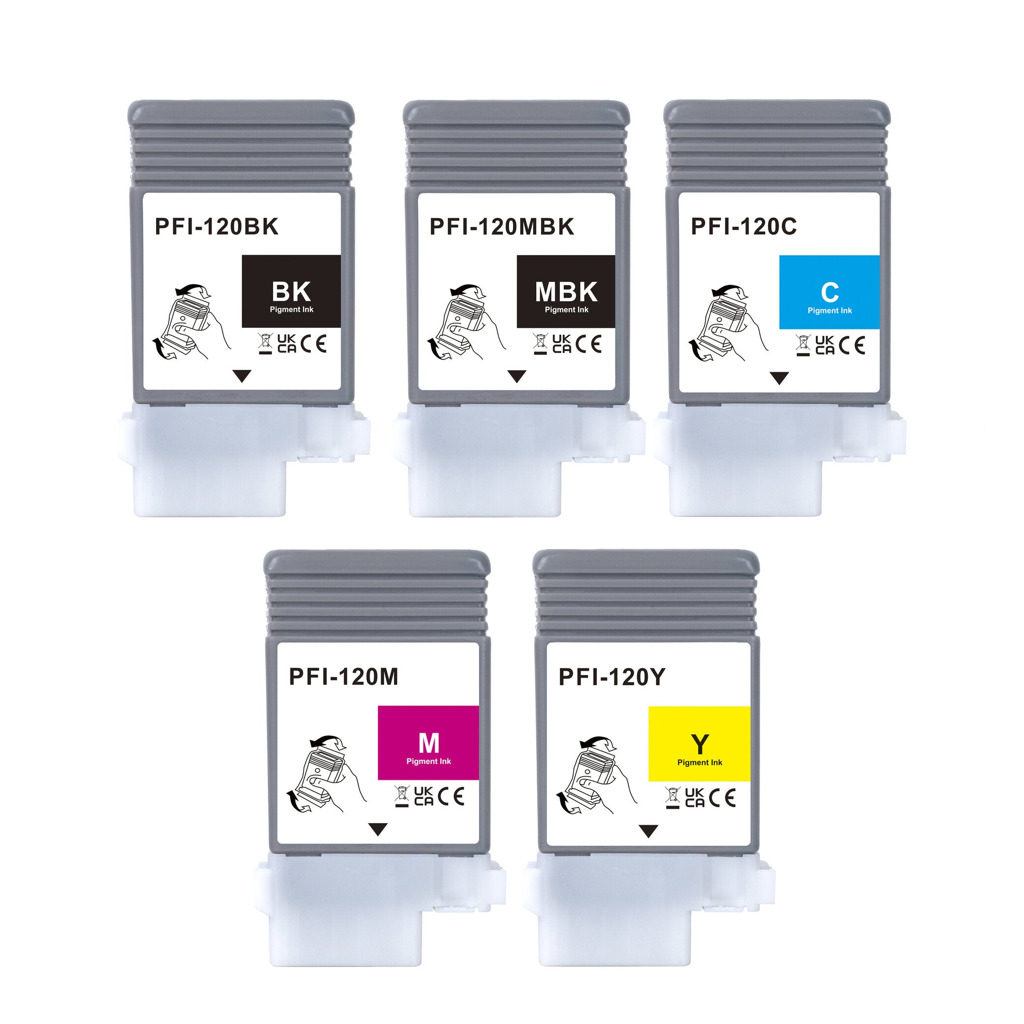 Compatible Ink Cartridges Replacement for Canon PFI120 to use with Canon imagePROGRAF iPF TM-200 TM-300 TM-305 TM-205 (2 Matte Black, 1 Black, 1 Cyan, 1 Magenta, 1 Yellow, 6 Pack)