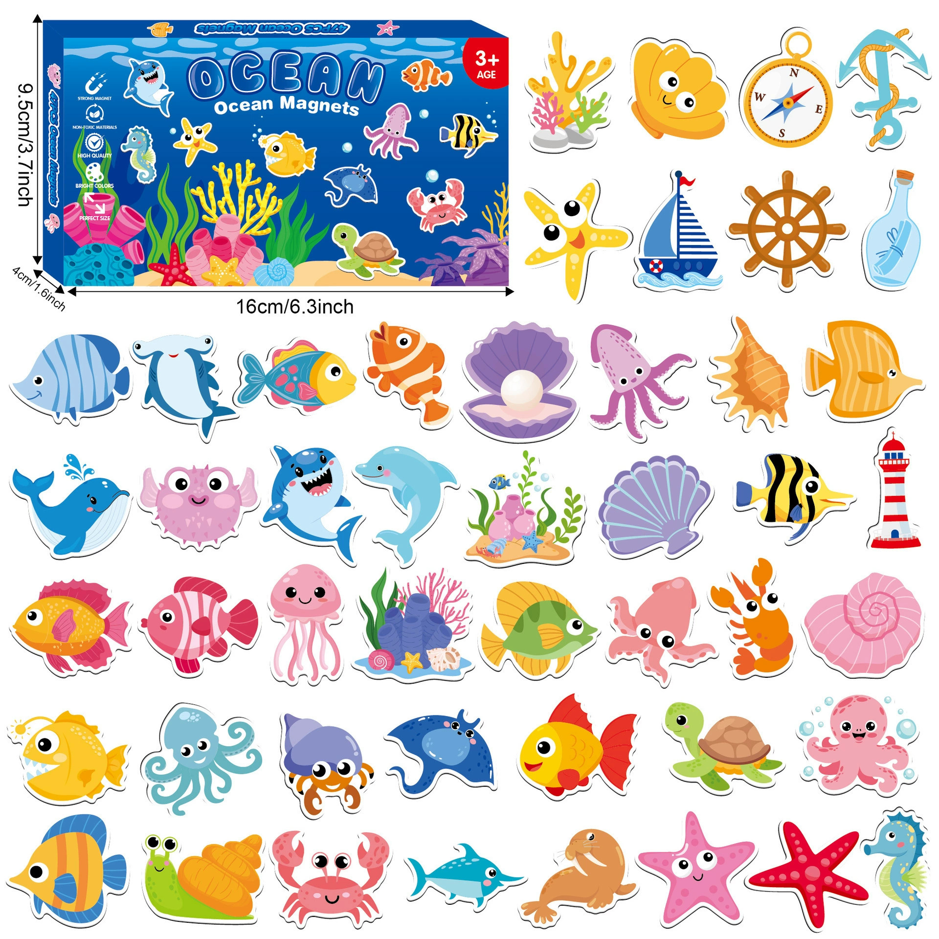 Underwater World Magnetic Set | Soft Ocean Creature Magnets, Sea Life Educational Toys for Toddlers & Preschool Learning