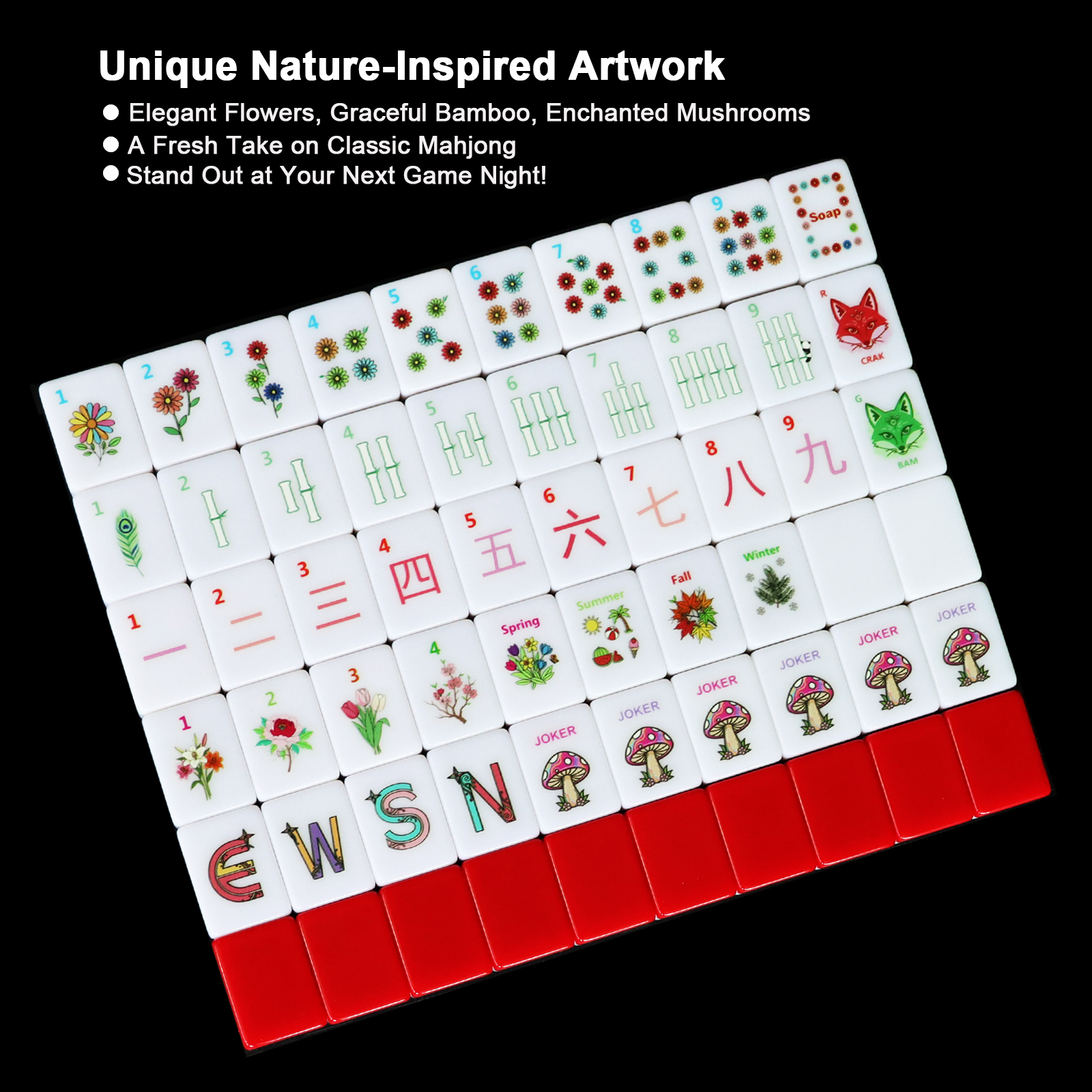 American Mahjong Game Set – Complete 166 Melamine Tiles with Rule Cards & Travel Bag