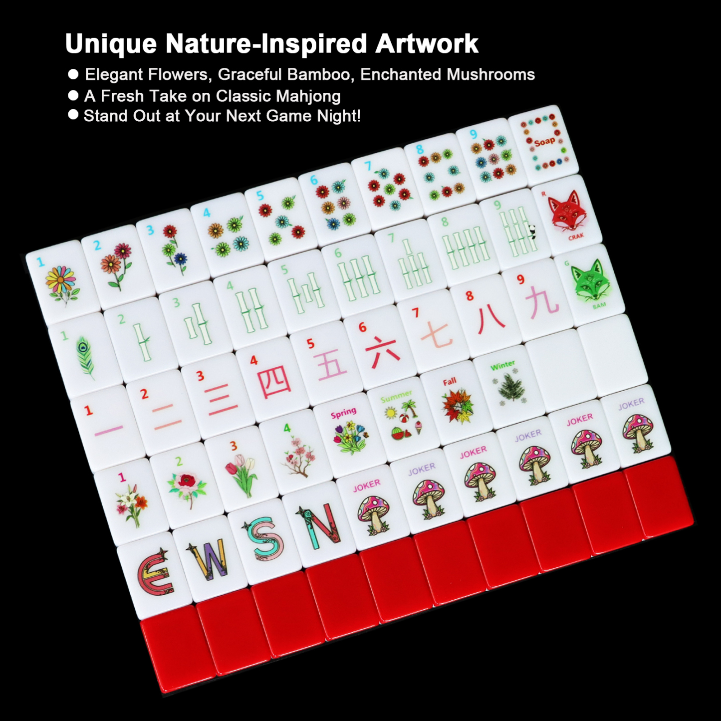 American Mahjong Game Set – Complete 166 Melamine Tiles with Rule Cards & Travel Bag