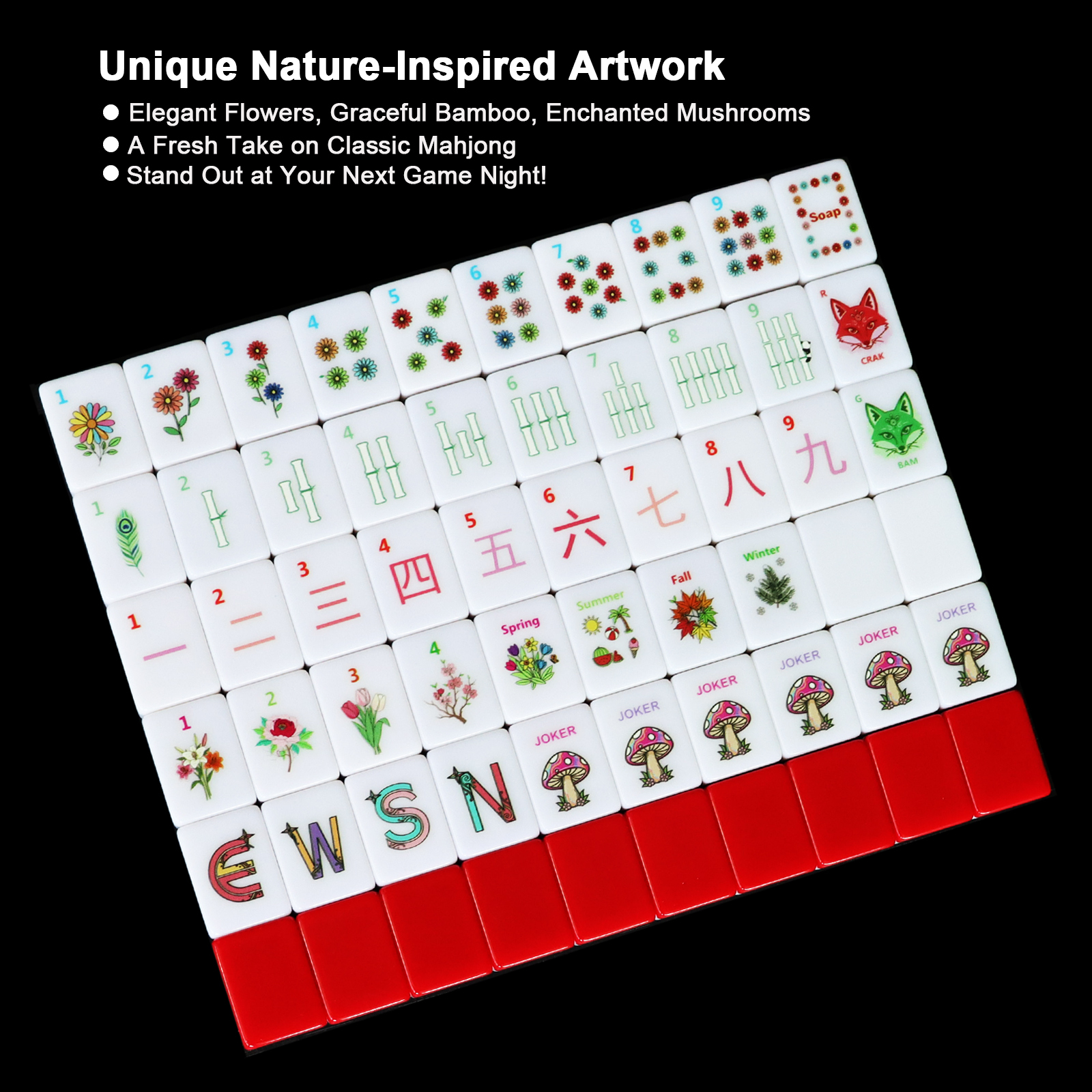 American Mahjong Game Set – Complete 166 Melamine Tiles with Rule Cards & Travel Bag