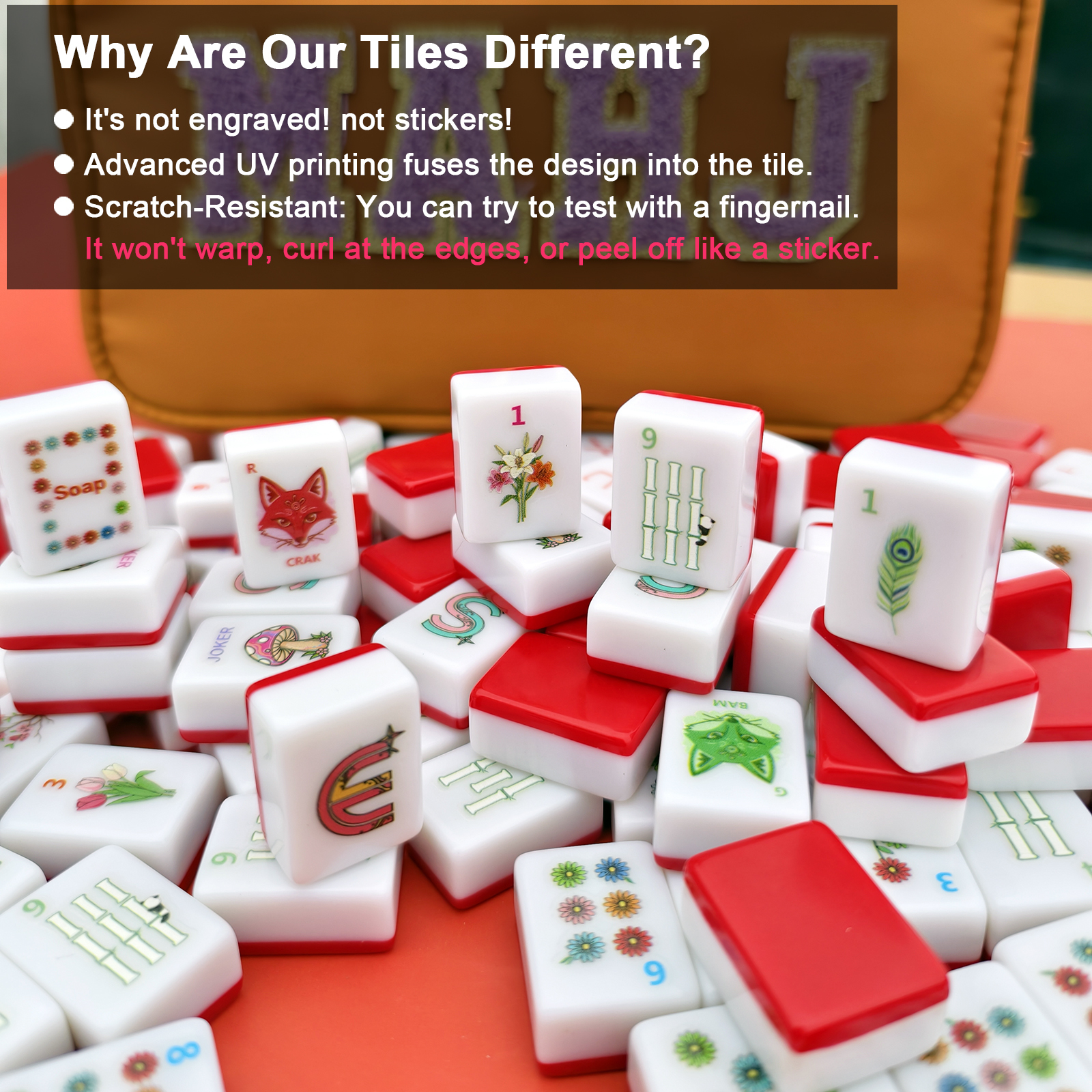 American Mahjong Game Set – Complete 166 Melamine Tiles with Rule Cards & Travel Bag