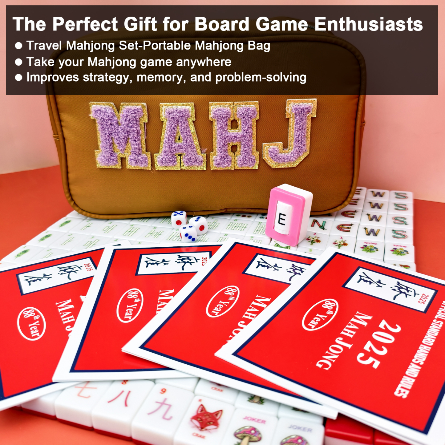 American Mahjong Game Set – Complete 166 Melamine Tiles with Rule Cards & Travel Bag