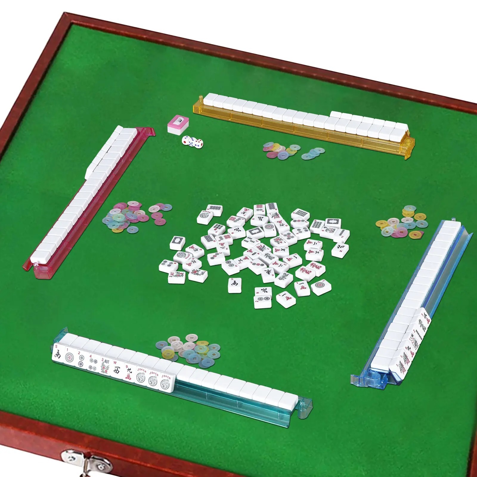 American Mahjong Set 166 Tiles with Racks, Pushers & Soft Carrying Bag – Complete Mahjongg Set for Travel & Family Game Night
