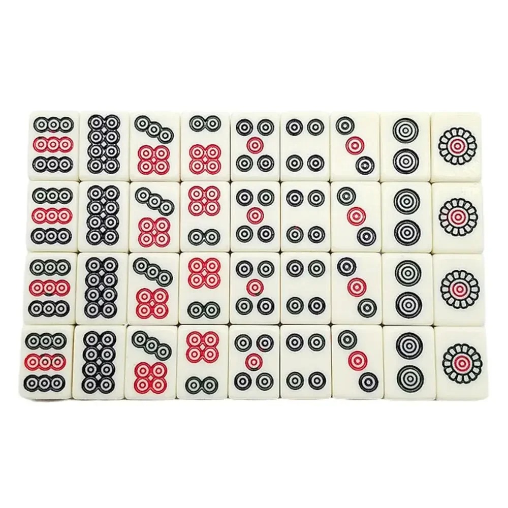 Chinese Mahjong Game Set with 144 Mini Melamine Tiles – Portable White Engraved Travel Mahjong Set with Carry Case for Parties & Family Game Night