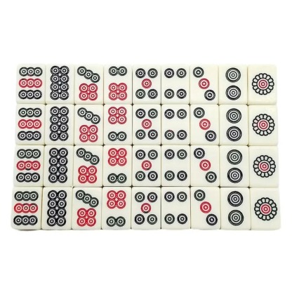 Chinese Mahjong Game Set with 144 Mini Melamine Tiles – Portable White Engraved Travel Mahjong Set with Carry Case for Parties & Family Game Night