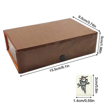 Chinese Mahjong Game Set with 144 Mini Melamine Tiles – Portable White Engraved Travel Mahjong Set with Carry Case for Parties & Family Game Night