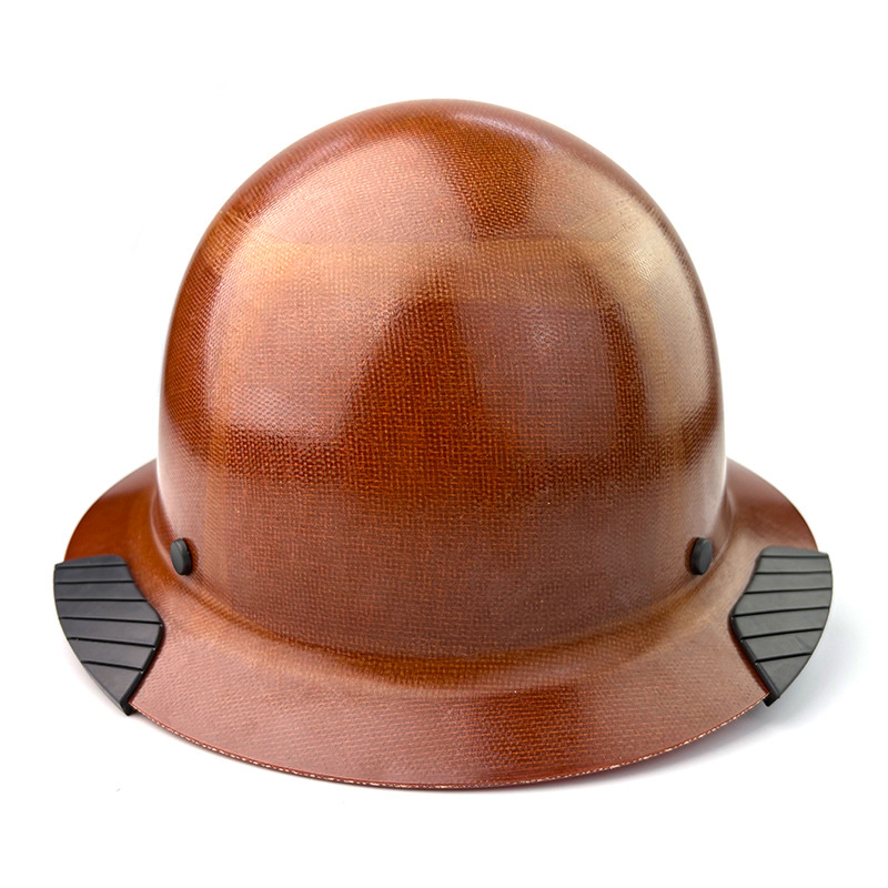 Fiberglass Full Brim Hard Hat - 6-Point Suspension & Chin Strap - Brown
