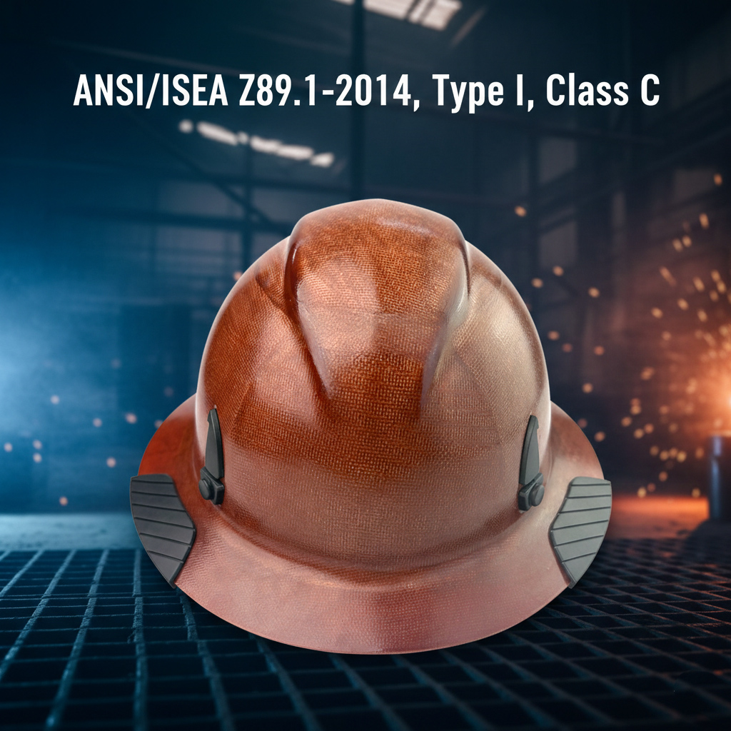 Heritage Series Fiberglass Full Brim Hard Hat - High-Heat Resistant - ANSI Z89.1 Certified Type I Class C - Vintage Brown