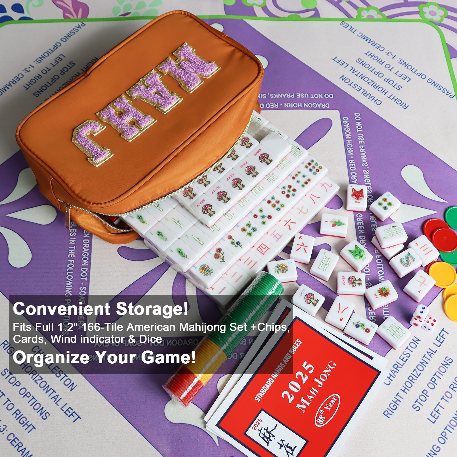 Mahjong Tile Bag – Waterproof Portable Mahjong Carrying Case for 166 Standard Tiles