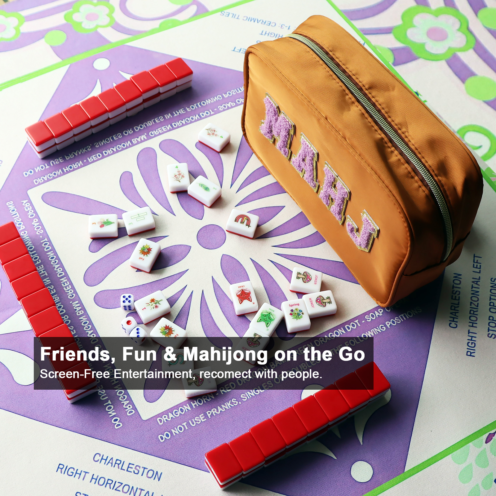 Mahjong Tile Bag – Waterproof Portable Mahjong Carrying Case for 166 Standard Tiles