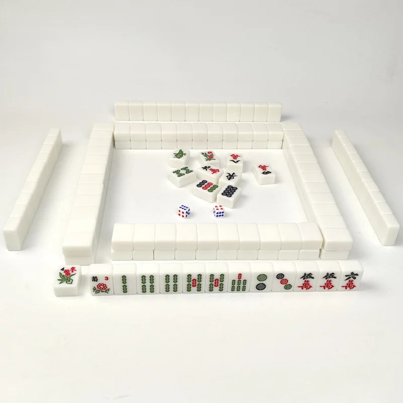 Mini Mahjong Board Game Travel Set — 144pcs Portable Chinese Mahjong Tiles, Engraved Classic Tabletop Game for Family, Friends & Travel