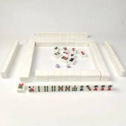 Mini Mahjong Board Game Travel Set — 144pcs Portable Chinese Mahjong Tiles, Engraved Classic Tabletop Game for Family, Friends & Travel