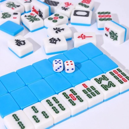 Mini Mahjong Board Game Travel Set — 144pcs Portable Chinese Mahjong Tiles, Engraved Classic Tabletop Game for Family, Friends & Travel