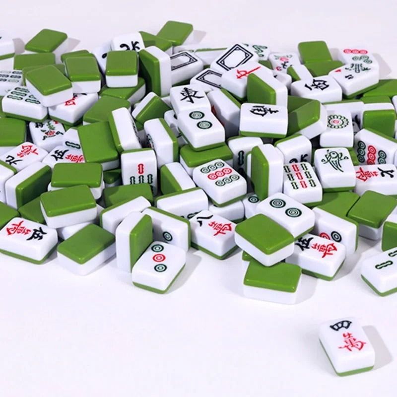 Mini Mahjong Board Game Travel Set — 144pcs Portable Chinese Mahjong Tiles, Engraved Classic Tabletop Game for Family, Friends & Travel