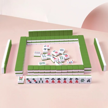 Mini Mahjong Board Game Travel Set — 144pcs Portable Chinese Mahjong Tiles, Engraved Classic Tabletop Game for Family, Friends & Travel