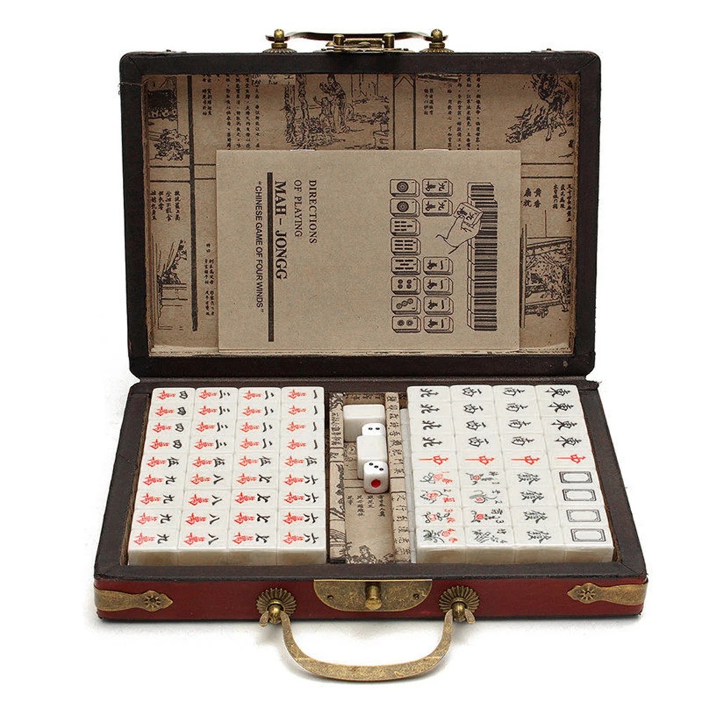 Portable Chinese Mahjong Set with 144 Tiles