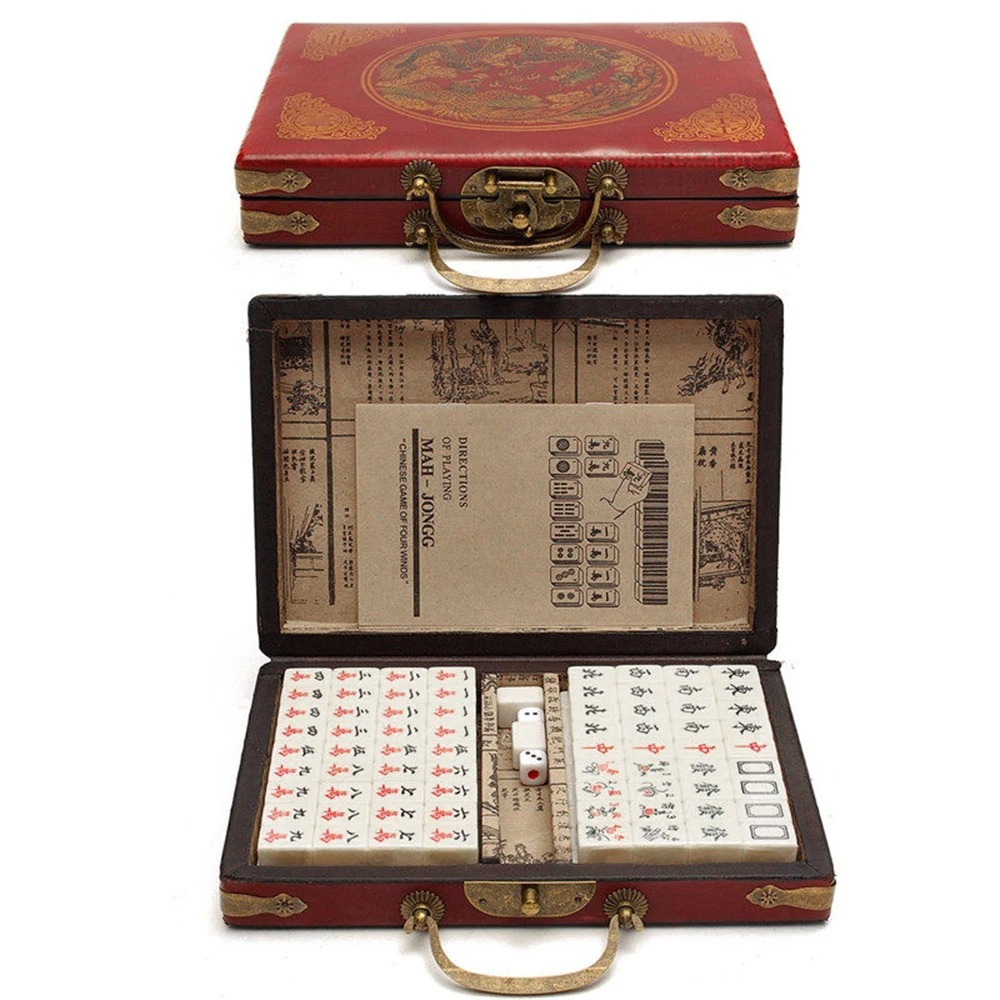 Portable Chinese Mahjong Set with 144 Tiles